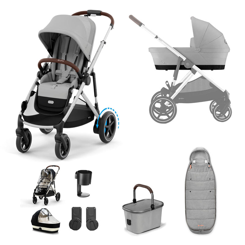 CYBEX eGazelle S Pushchair Essential Bundle - Stone Grey