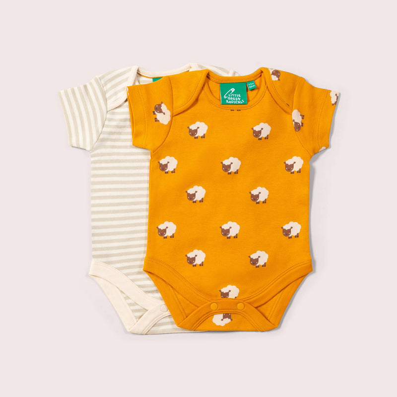 Little Green Radicals - Counting Sheep Organic Baby Bodysuit Set - 2 Pack