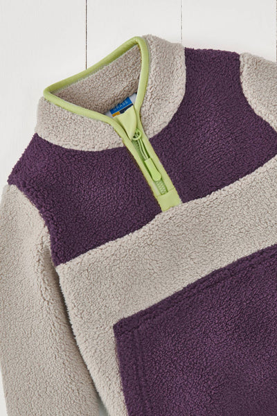 Grass & Air - Amythst Purple & Geothermal Grey Borg Quarter Zip Jumper