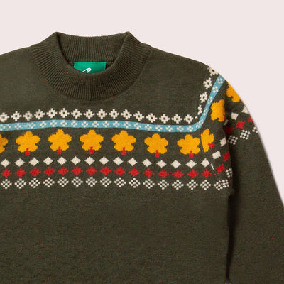 Little Green Radicals - From One To Another Autumn Leaf Fair Isle Knitted Jumper