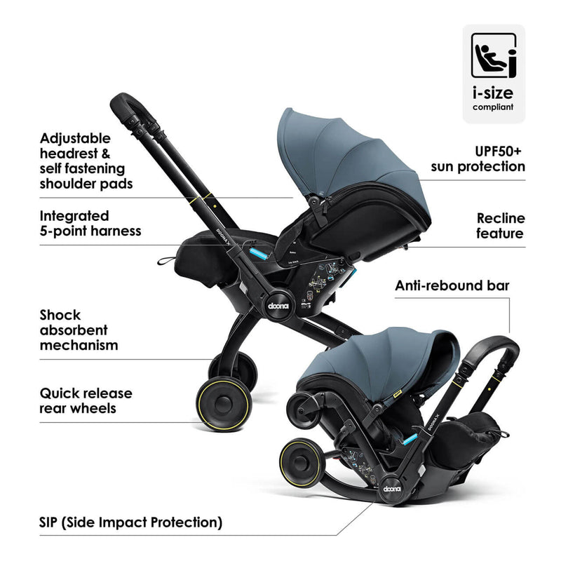 Doona X Infant Car Seat Stroller + ISOFIX Base - Ocean Blue