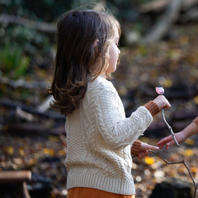 Little Green Radicals - From One To Another Oatmeal Aran Snuggly Knitted Jumper