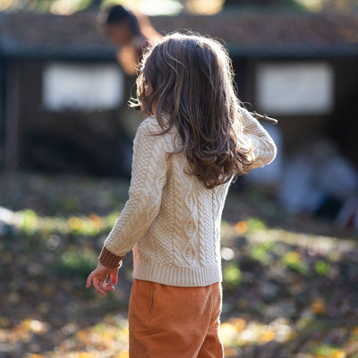 Little Green Radicals - From One To Another Oatmeal Aran Snuggly Knitted Jumper