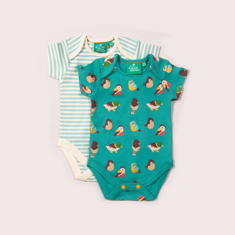 Little Green Radicals - Garden Birds Organic Baby Bodysuit Set - 2 Pack