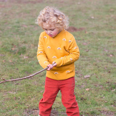 Little Green Radicals - From One To Another Rainbows Snuggly Knitted Jumper