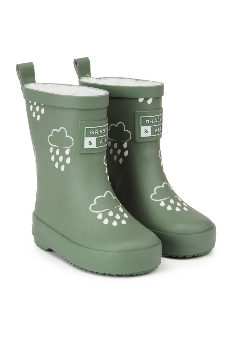 Grass & Air - Khaki Green Colour-Changing Kids Wellies