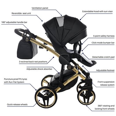 JUNAMA FLUO LINE NAVY GOLD - 3IN1 (INCLUDES CAR SEAT)