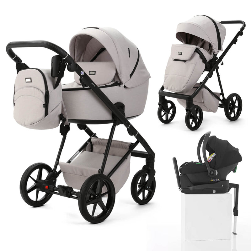 Mee-Go Milano Evo 3-in-1 Plus Base Travel System - Biscuit