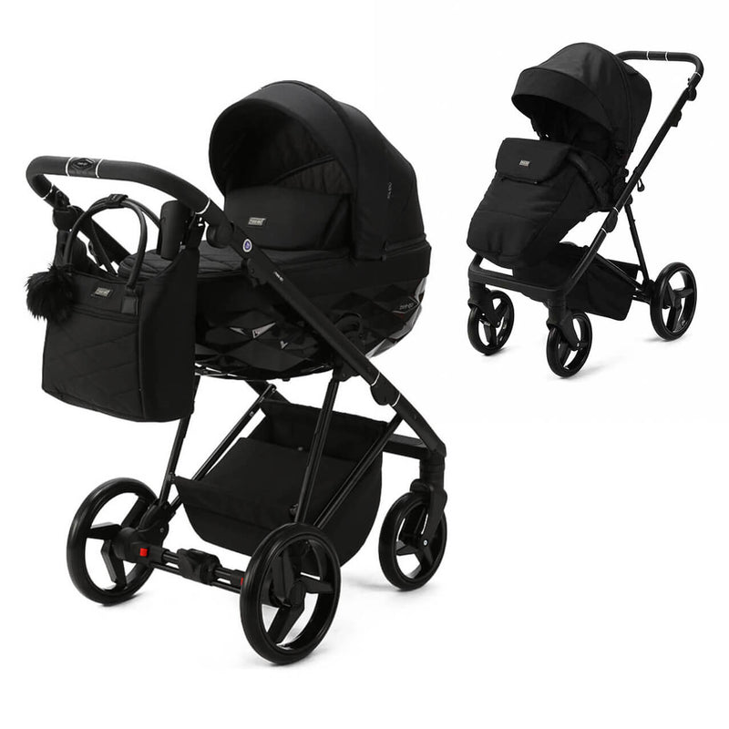 Mee-Go Milano Quantum 2-in-1 Pram & Accessories - Carbon Black