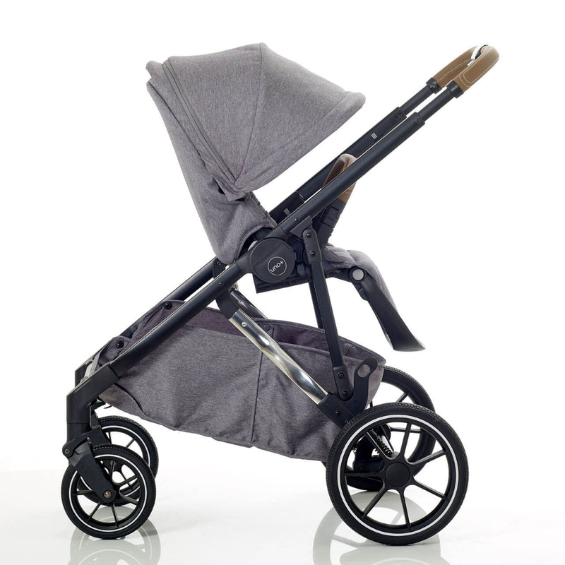 Mee-Go Uno+ Twin Pushchair & Accessories - Grey/Chrome