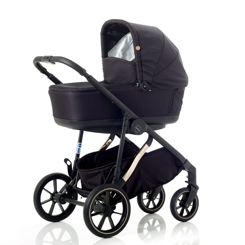 Mee-Go Uno+ Twin Pushchair & Accessories - Black/Rose