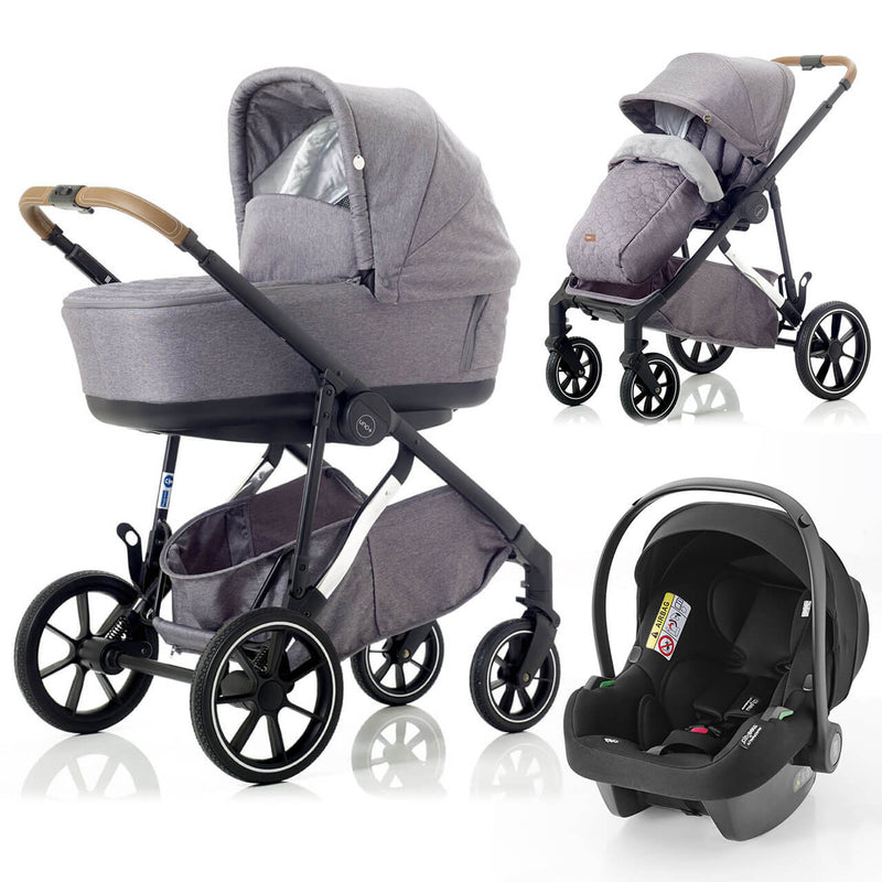 Mee-Go Uno+ 3-in-1 Travel System - Grey/Chrome