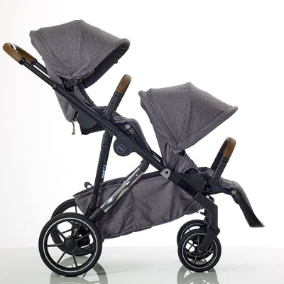 Mee-Go Uno+ Twin Pushchair & Accessories - Grey/Chrome