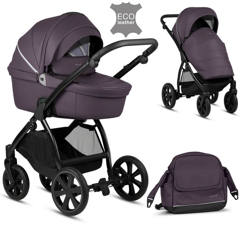 Noordi Fjordi Leather 2-in-1 Pram - Plum