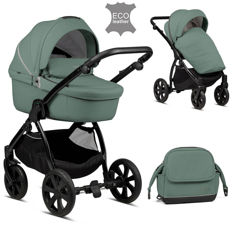 Noordi Fjordi Leather 2-in-1 Pram - Sage