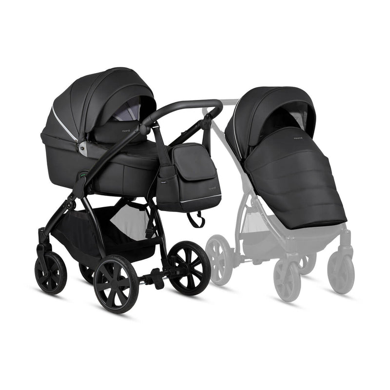 Noordi Fjordi Leather 2-in-1 Pram - Onyx