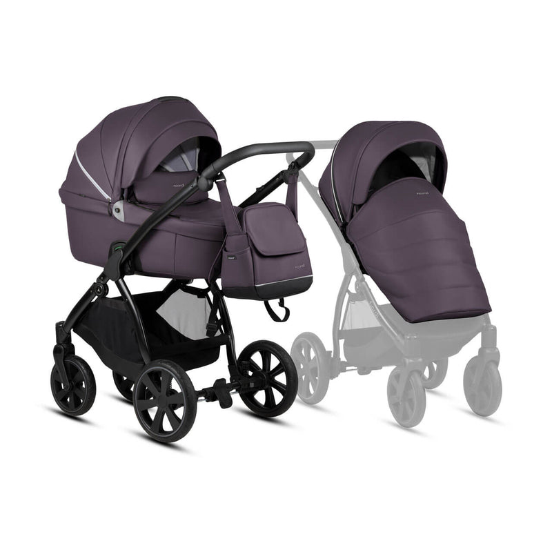 Noordi Fjordi Leather 2-in-1 Pram - Plum