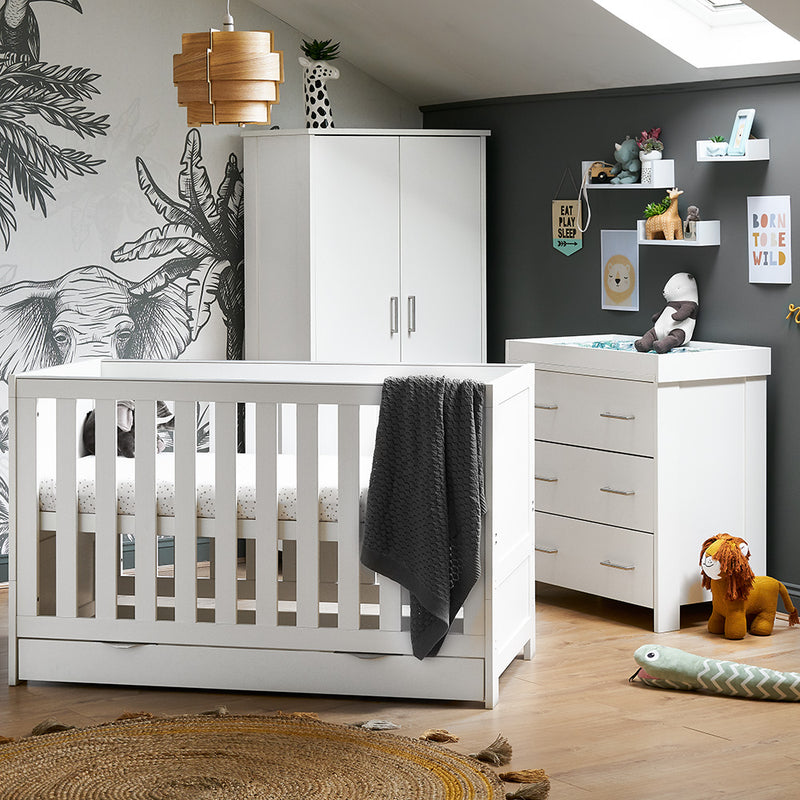 Obaby Nika 3 Piece Room Set & Underdrawer - WHITE WASH