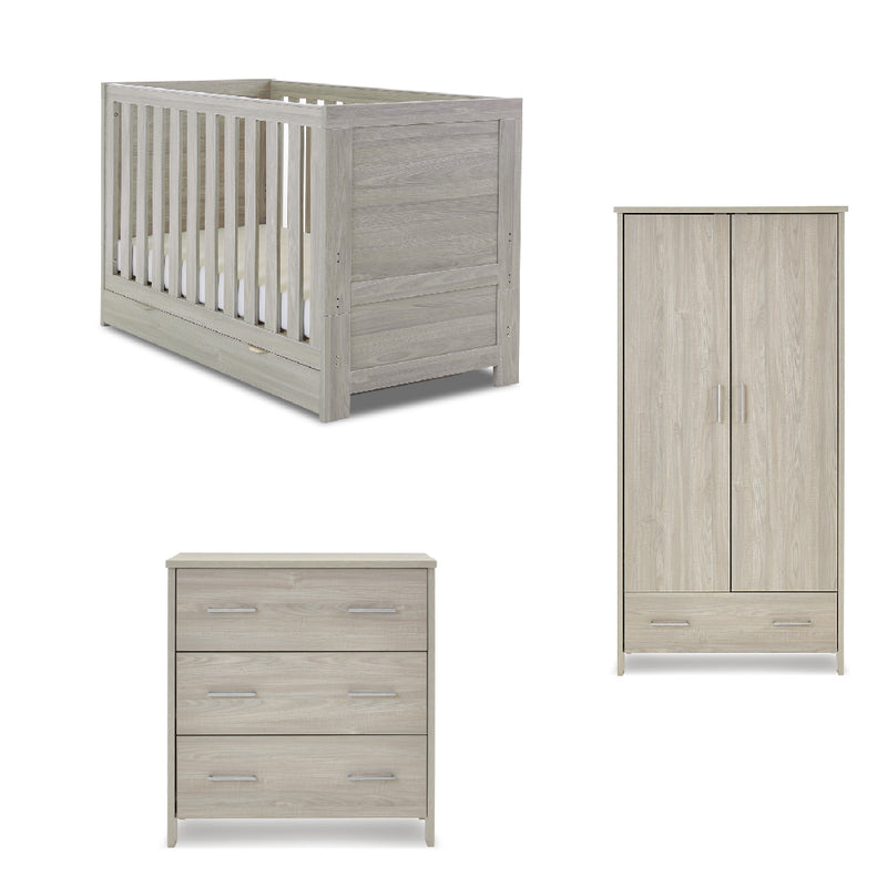 Obaby Nika 3 Piece Room Set & Underdrawer - GREY WASH