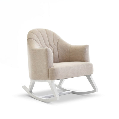 Obaby Round Back Rocking Chair - WHITE with OATMEAL CUSHION