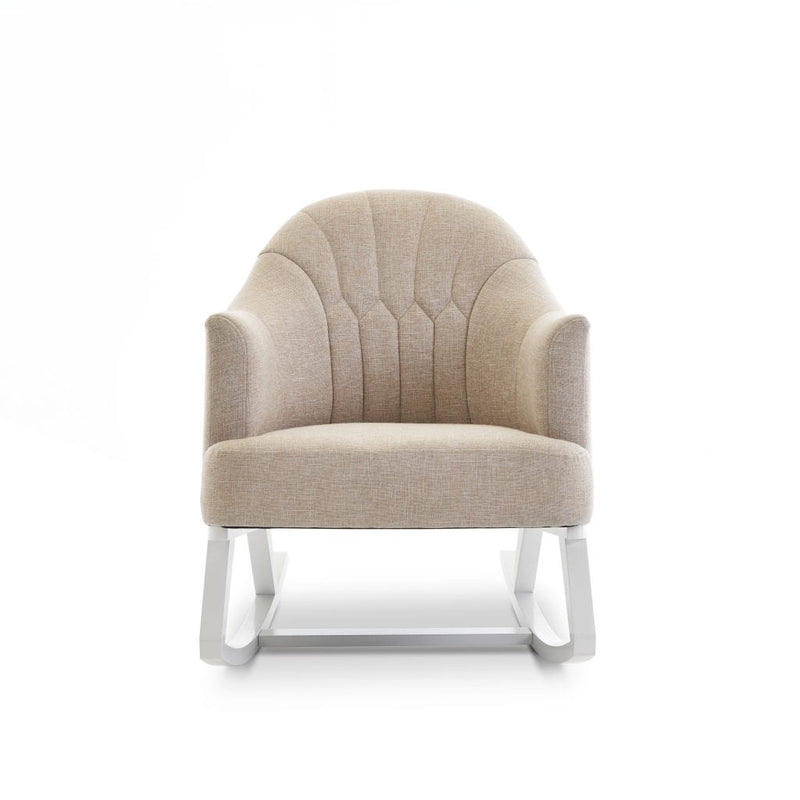 Obaby Round Back Rocking Chair - WHITE with OATMEAL CUSHION