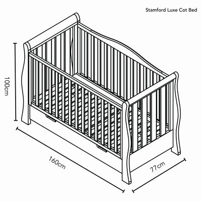 Obaby Stamford Luxe Cot Bed - TAUPE GREY