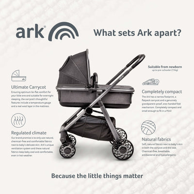 Ex Display - Ark Pushchair & Carrycot - 3 in 1 Stroller - Grey